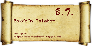 Bokán Talabor névjegykártya